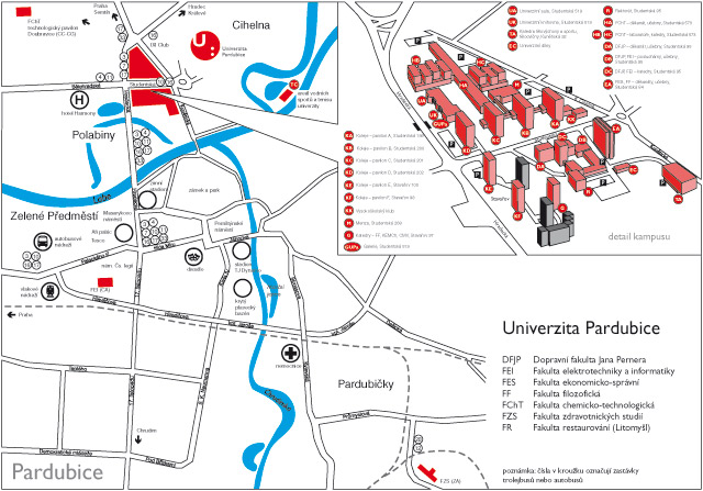 Plan of campus of University of Pardubice